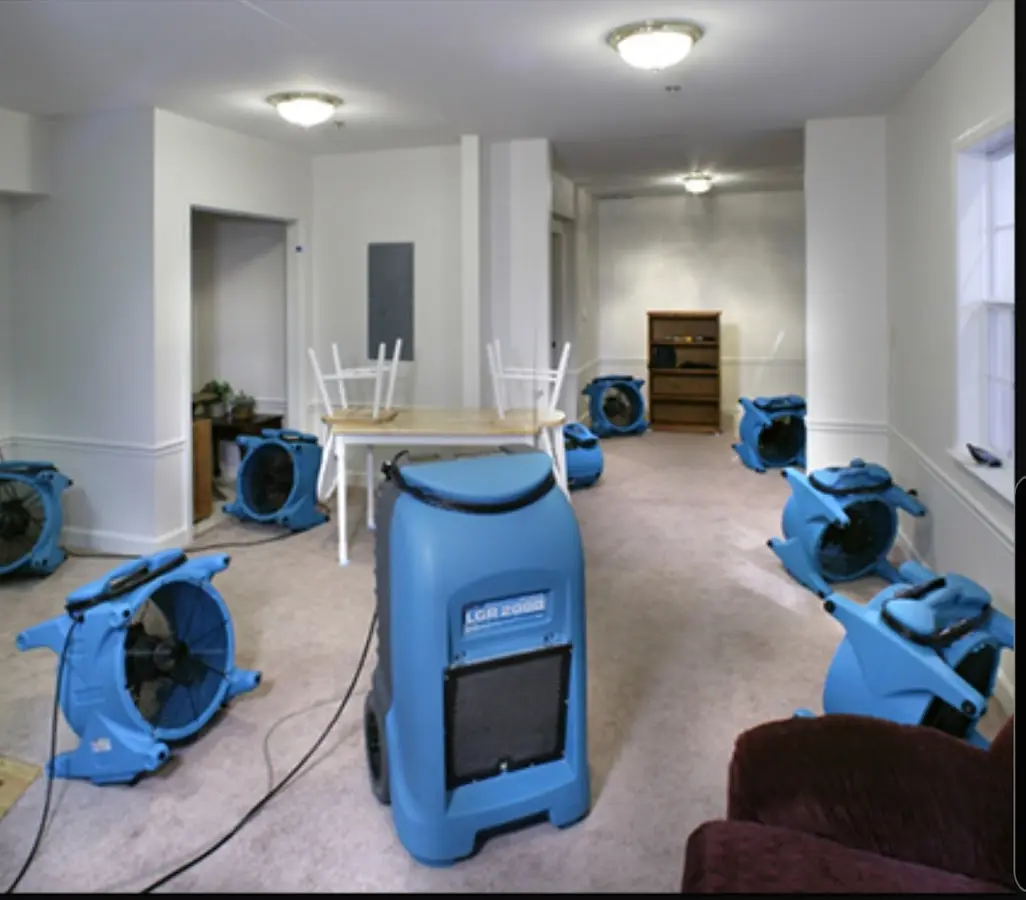 Air movers and dehumidifier setup for Water Extraction & Removal in Red Bank
